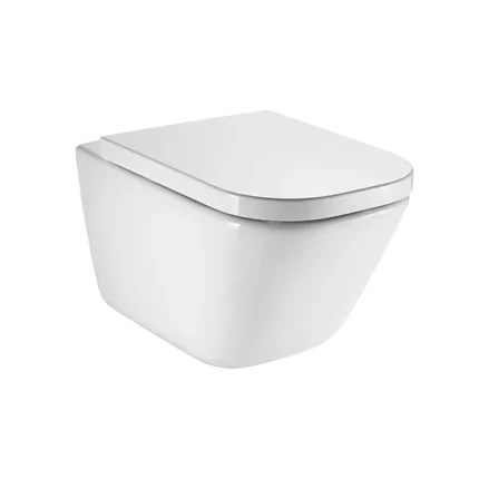 SQUARE- CUVETTE DE WC SUSPENDUE EN PORCELAINE SANS BRIDE RIMLESS