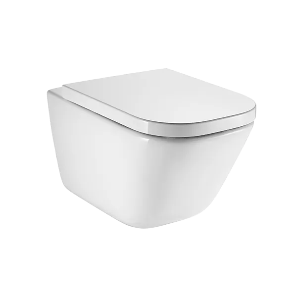 SQUARE- CUVETTE DE WC SUSPENDUE EN PORCELAINE SANS BRIDE RIMLESS