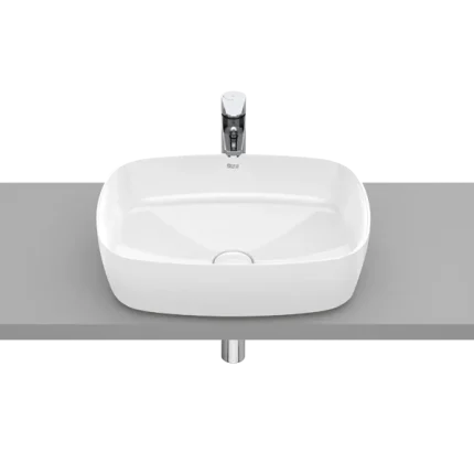 VASQUE À POSER RECTANGULAIRE ROUND EN FINECERAMIC® BONDE DE VIDAGE CÉRAMIQUE INCLUSE SANS TROP-PLEIN