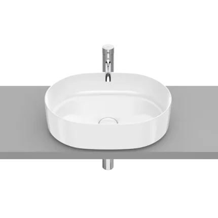 VASQUE À POSER RECTANGULAIRE ROUND EN FINECERAMIC® BONDE DE VIDAGE CÉRAMIQUE INCLUSE SANS TROP-PLEIN