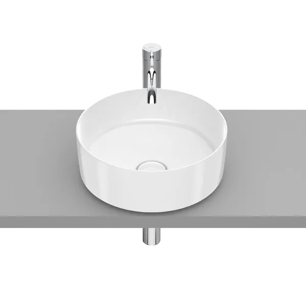 VASQUE À POSER ROUND EN FINECERAMIC® AVEC BONDE DE VIDAGE EN CÉRAMIQUE SANS TROP-PLEIN VASQUE À POSER ROUND EN FINECERAMIC® AVEC BONDE DE VIDAGE EN CÉRAMIQUE SANS TROP-PLEIN