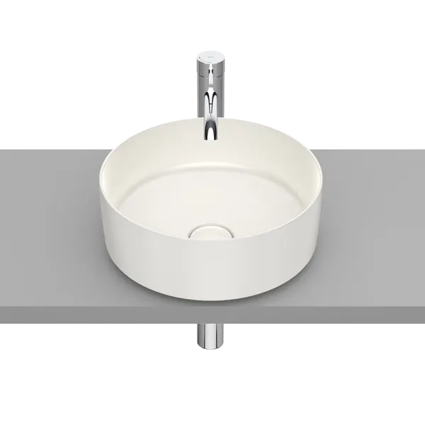 VASQUE À POSER ROUND EN FINECERAMIC® AVEC BONDE DE VIDAGE EN CÉRAMIQUE SANS TROP-PLEIN VASQUE À POSER ROUND EN FINECERAMIC® AVEC BONDE DE VIDAGE EN CÉRAMIQUE SANS TROP-PLEIN