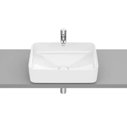 VASQUE À POSER SQUARE EN FINECERAMIC® BONDE DE VIDAGE CÉRAMIQUE INCLUSE SANS TROP-PLEIN