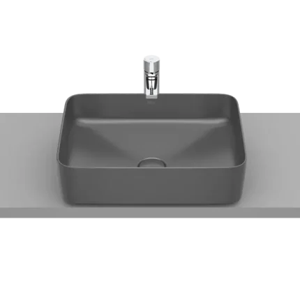 VASQUE À POSER SQUARE EN FINECERAMIC® BONDE DE VIDAGE CÉRAMIQUE INCLUSE SANS TROP-PLEIN