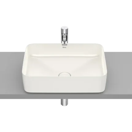VASQUE À POSER SQUARE EN FINECERAMIC® BONDE DE VIDAGE CÉRAMIQUE INCLUSE SANS TROP-PLEIN