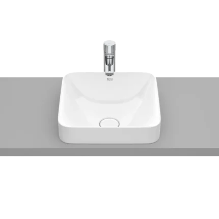 VASQUE SEMI-ENCASTRÉE SQUARE EN FINECERAMIC® BONDE DE VIDAGE CÉRAMIQUE INCLUSE SANS TROP-PLEIN
