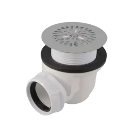 BONDE RECEVEUR DE DOUCHE, Ø 60 MM, SORTIE HORIZONTALE Ø 40 MM, À GRILLE INOX