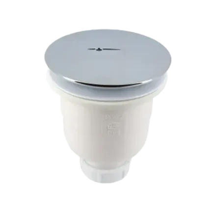 BONDE RECEVEUR DE DOUCHE Ø 90 MM, SORTIE VERTICALE Ø 40 MM, CAPOT ABS CHROMÉ