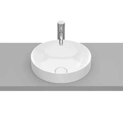 VASQUE SEMI-ENCASTRÉE ROUND EN FINECERAMIC® BONDE DE VIDAGE CÉRAMIQUE INCLUSE SANS TROP-PLEIN