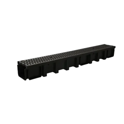 CANIVEAU HAUT CONNECTO®, 1 GRILLE PP NOIRE CLASSE A15, LARGEUR 100 INT./130 EXT.