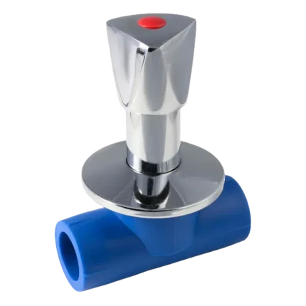 Robinet chromé avec base bleue