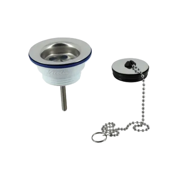 BONDE DE LAVABO PLASTIQUE BLANC, À JOINTS INTÉGRÉS À BOUCHON CHAINETTE BONDE DE LAVABO PLASTIQUE BLANC, À JOINTS INTÉGRÉS À BOUCHON CHAINETTE