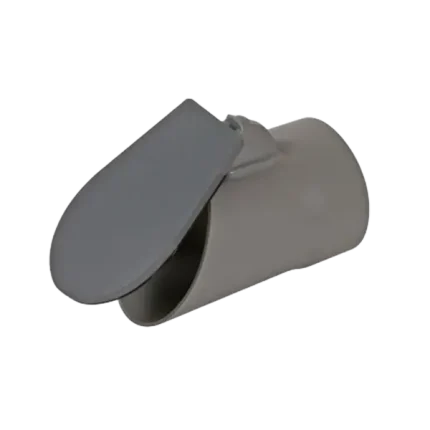 CLAPET DE NEZ EN PVC GRIS, Ø 160 MM, MÂLE, VOLET INCLINÉ À 11°