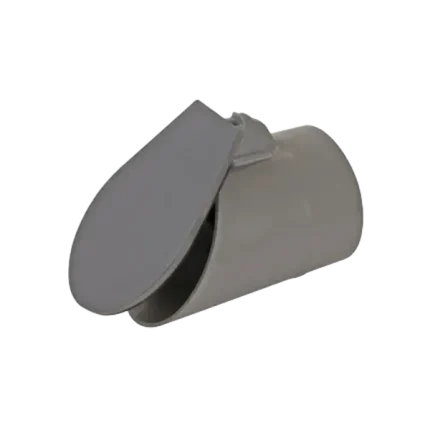 CLAPET DE NEZ EN PVC GRIS, Ø 200 MM, MÂLE, VOLET INCLINÉ À 11°