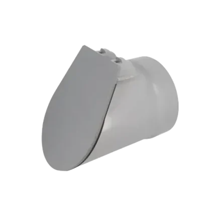 CLAPET DE NEZ EN PVC GRIS, Ø 250 MM, MÂLE, VOLET INCLINÉ À 11°