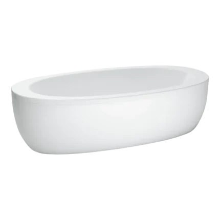 BAIGNOIRE INDÉPENDANTE, OVAL, AVEC TABLIER ET ÉCOULEMENT CENTRAL, ACRYLIQUE SANITAIRE