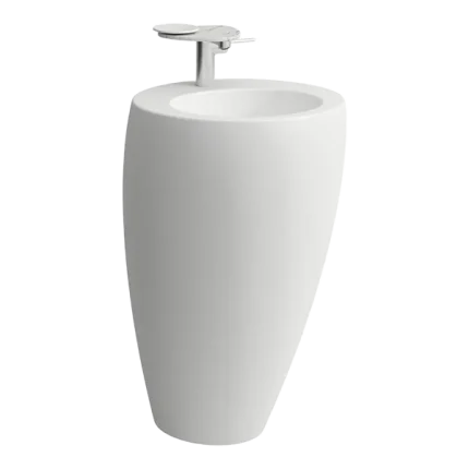 LAVABO AVEC COLONNE INTÉGRÉ, AVEC CONNEXION MURALE, AVEC TROP-PLEIN CACHÉ, AVEC CACHE-BONDE EN CÉRAMIQUE