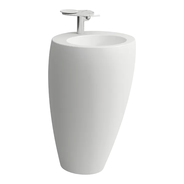 LAVABO AVEC COLONNE INTÉGRÉ, AVEC CONNEXION MURALE, AVEC TROP-PLEIN CACHÉ, AVEC CACHE-BONDE EN CÉRAMIQUE