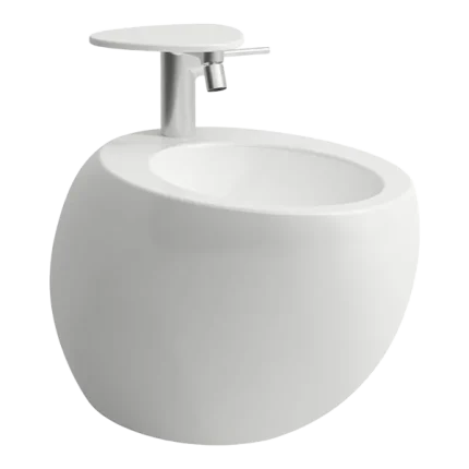 BIDET SUSPENDU, AVEC TROP-PLEIN DISSIMULÉ, Y COMPRIS COUVERCLE À DÉCHETS EN CÉRAMIQUE