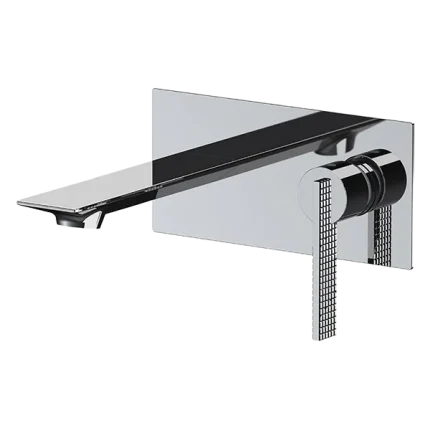 MITIGEUR LAVABO À ENCASTRER, AVEC PLAQUE EN LAITON HORIZONTALE, LONGUEUR DU BEC 18,5 CM